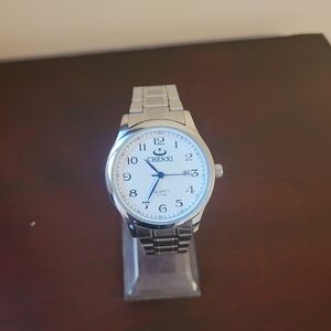 Men's Chenxi Silver Watch with Blue Accents
